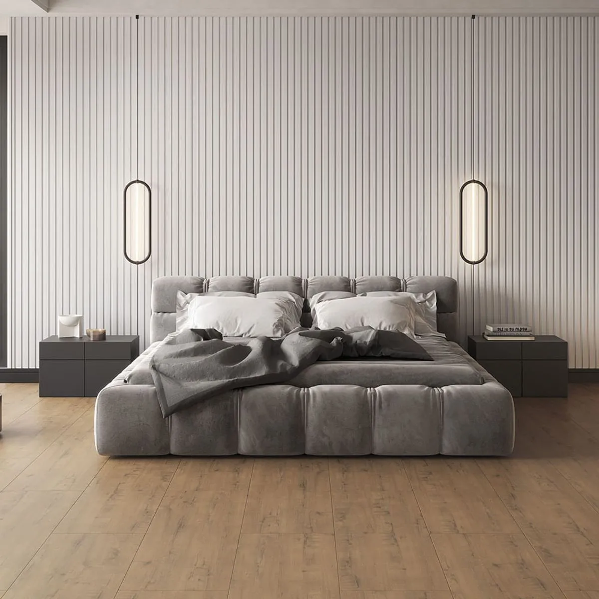 Quarto com piso laminado